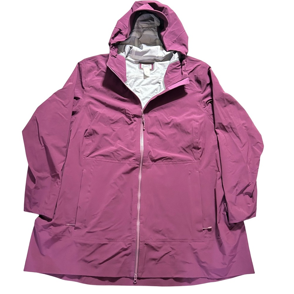 Duluth Trading Co Rain Jacket Men 3X Plum Hooded Full Zip Stretch Waterproof